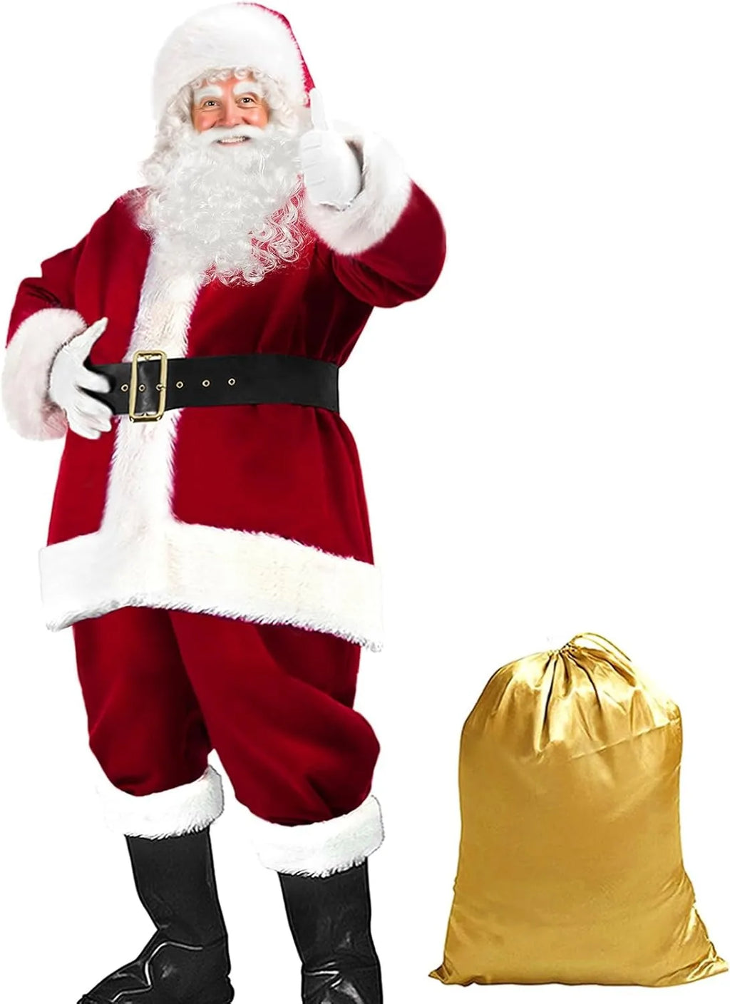 Christmas Costumes-Santa Claus Costume for Men Women Adult - 9pc. Deluxe Costume Santa Suit Outfit
