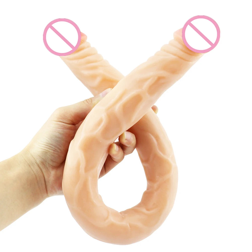 55cm Multicolor Double Head Dildo Flexible Dick Soft Big Penis Vagina Orgasm G-spot Stimulator Anal Sex Toys For Lesbian And Gay
