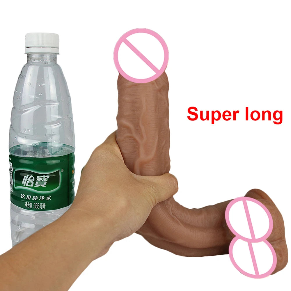 Super Long Realistic Dildo Soft Big Penis Silicone No Vibrators Lesbian Strapon Vagin Anal Sting Sex Toys For Womans Maturbators
