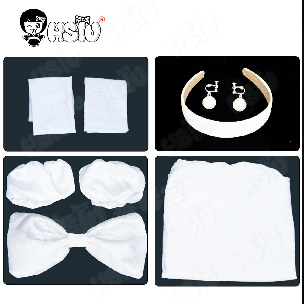 Sua Cosplay Clothing Wig Anime alien stage cosplay Costume HSIU White dress Full short black hair Sua cosplay Clothing Wig