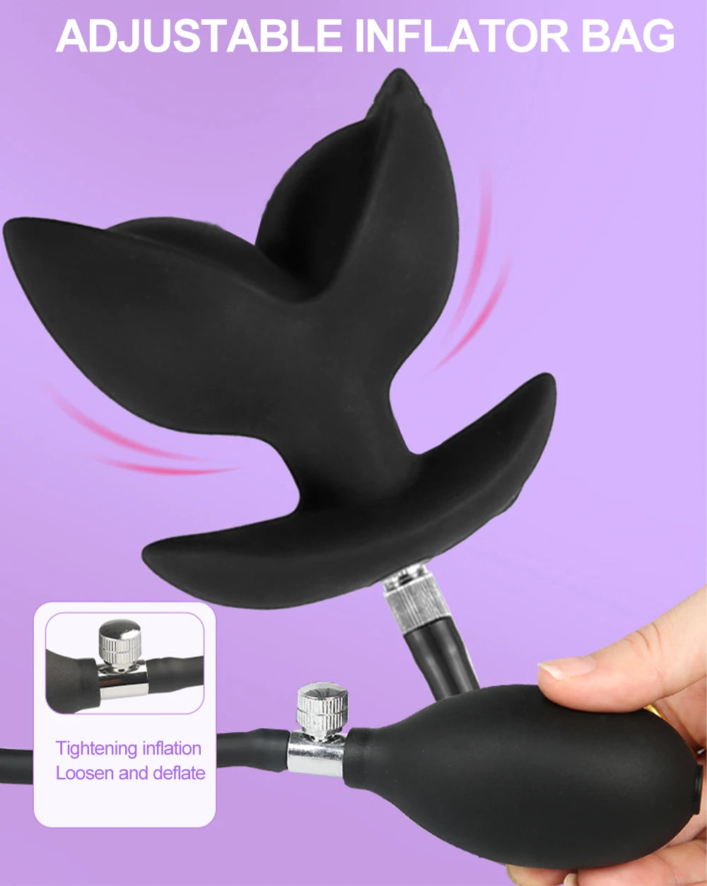 Inflatable Anal Plug Flower-Shape Detachable Women Butt Plug for Outdoor Wear, Anus Dilator Expander, Prostate Massager for Men
