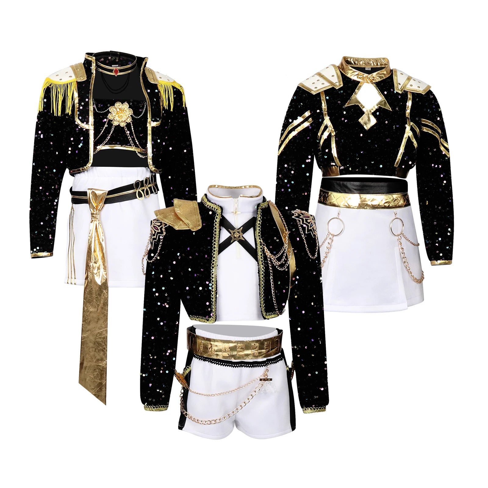 Kids  Rumi mila zuoyi Cosplay costume Black and gold set Children's girl idol role-playing costum