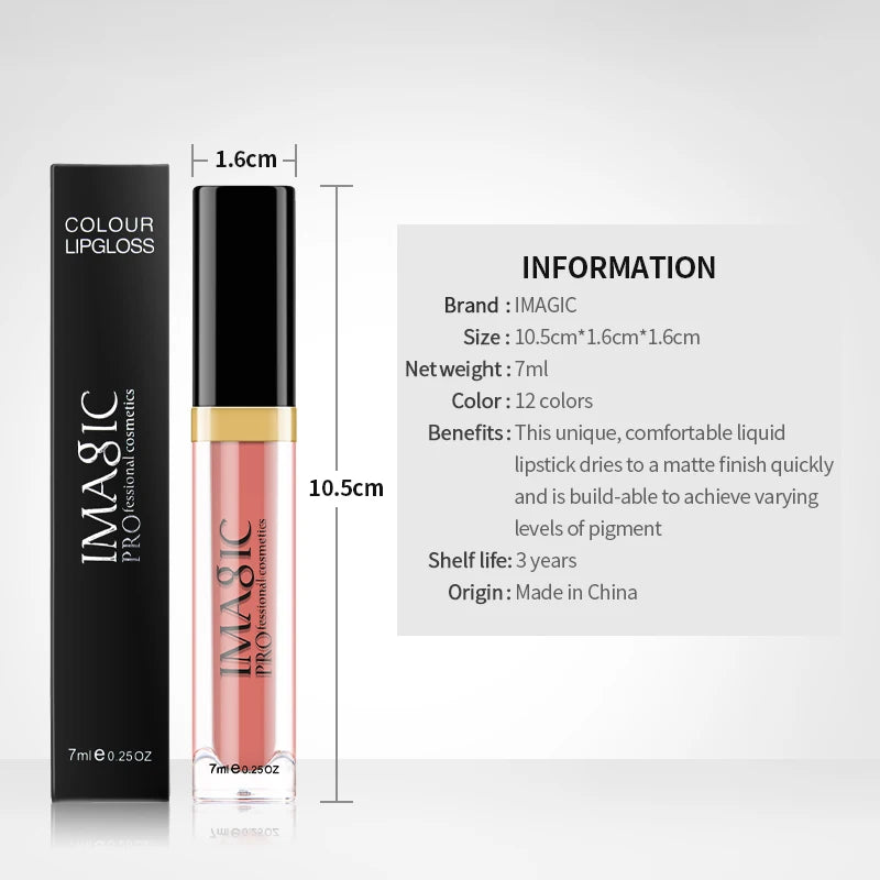 IMAGIC 12-Color Long-lasting Waterproof Matte Lightweight Velvet Smooth Lipstick Silky Sexy Lips Pigment Makeup Korean Cosmetics