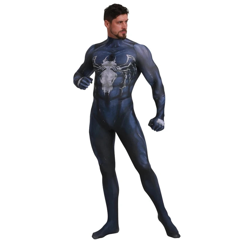 Spiderman Costume Adults Tony Venom Costume  Detachable Mask Stretchable Suit Deluxe Superhero Costume Halloween Costume For Men