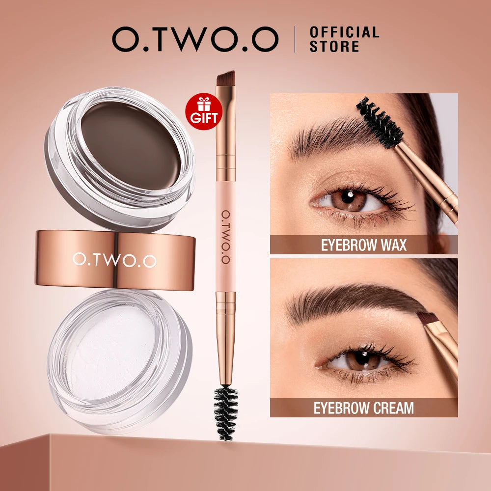 O.TWO.O Eyebrow Pomade Brow Gel Wax 2 IN 1 Waterproof Long Lasting Creamy Texture Eye Brow Tint Enhancers Cosmetics Makeup