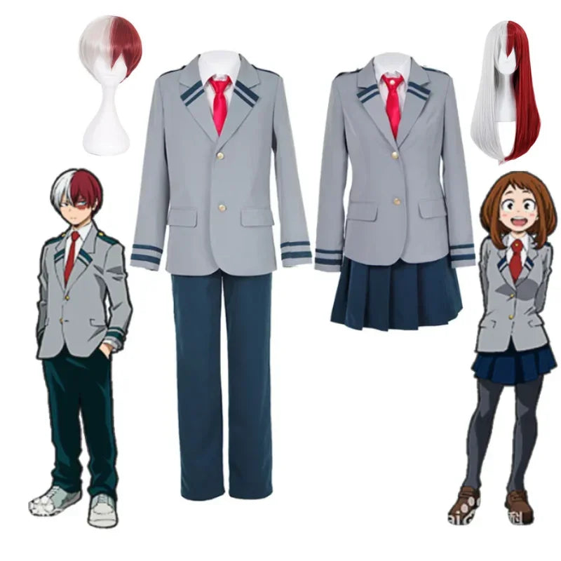 My Hero Academia Anime  Midoriya Izuku Cosplay Costume Todoroki Shoto School Uniform Set Wig Suit Unisex Halloween Role Play