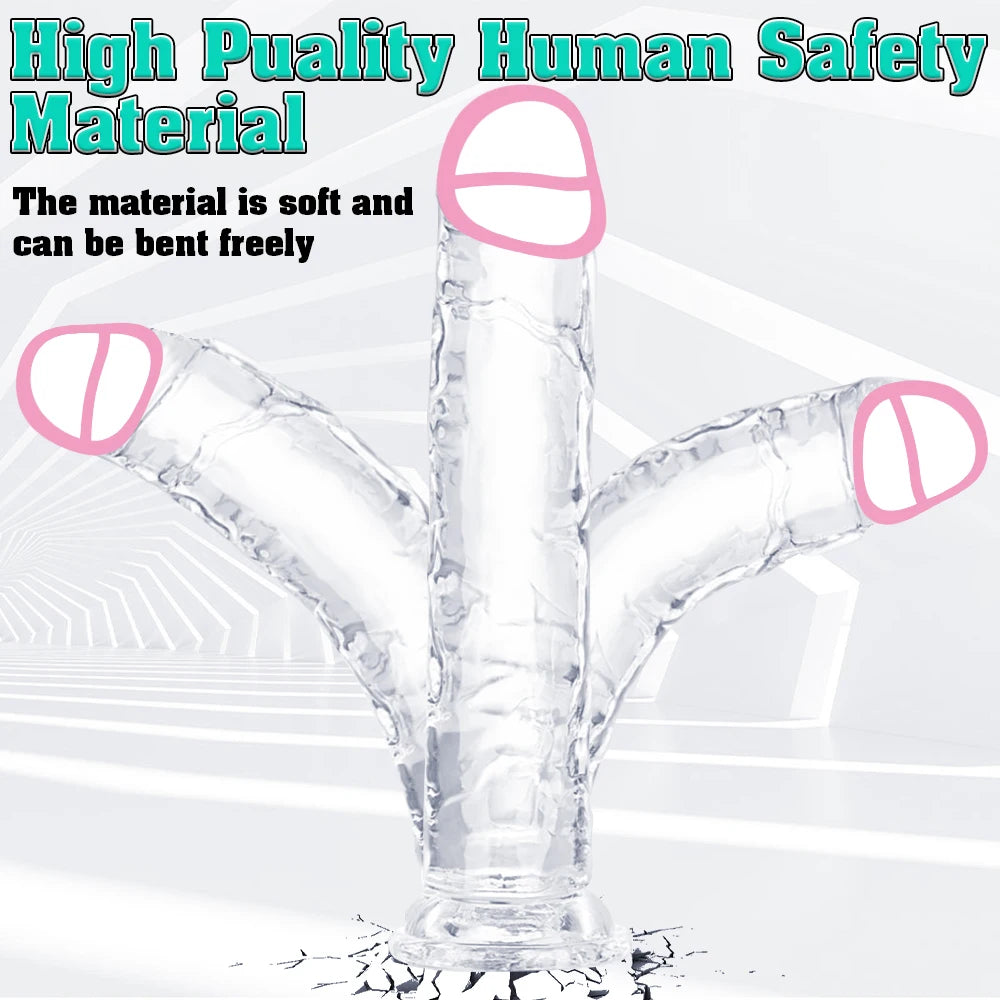 6 Sizes Realistic Big Dick Jelly Dildo Women Gay Anal Huge Dildo Sex Toys Clitoris Vaginal Masturbators Penis with Suction Cup