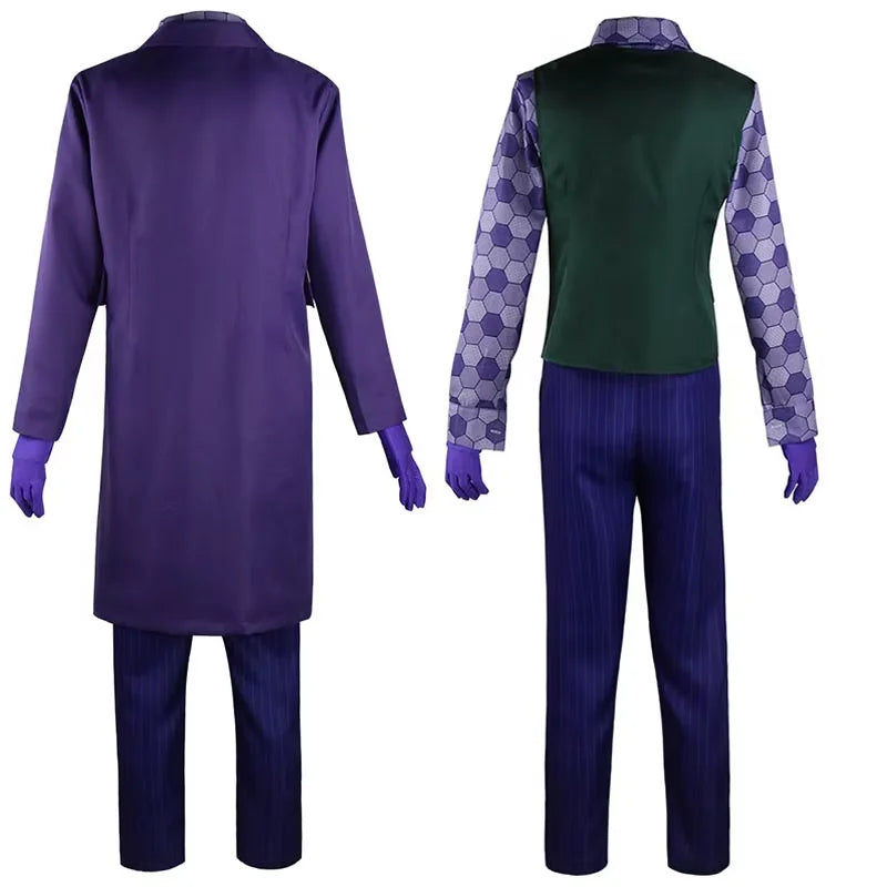 The Joker Cosplay Costume Clown full set Coat Shirt Vest Tie Suit Outfits Joker Full Set for Men Halloween Costumes