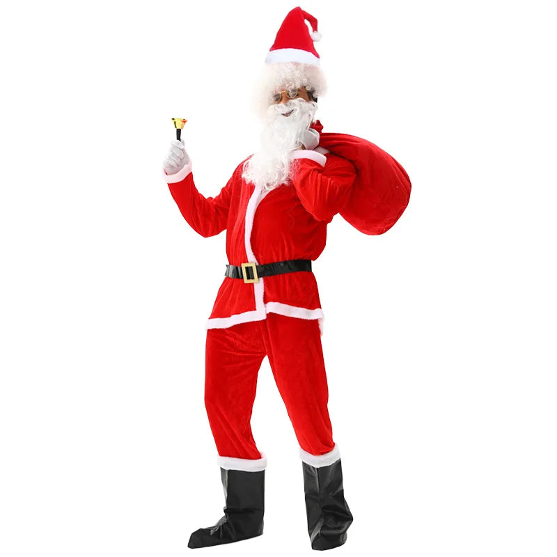 New Year Christmas Eve Cosplay Family Party Clothes Santa Claus Costume Christmas Complete Dress Up Outfits For Men