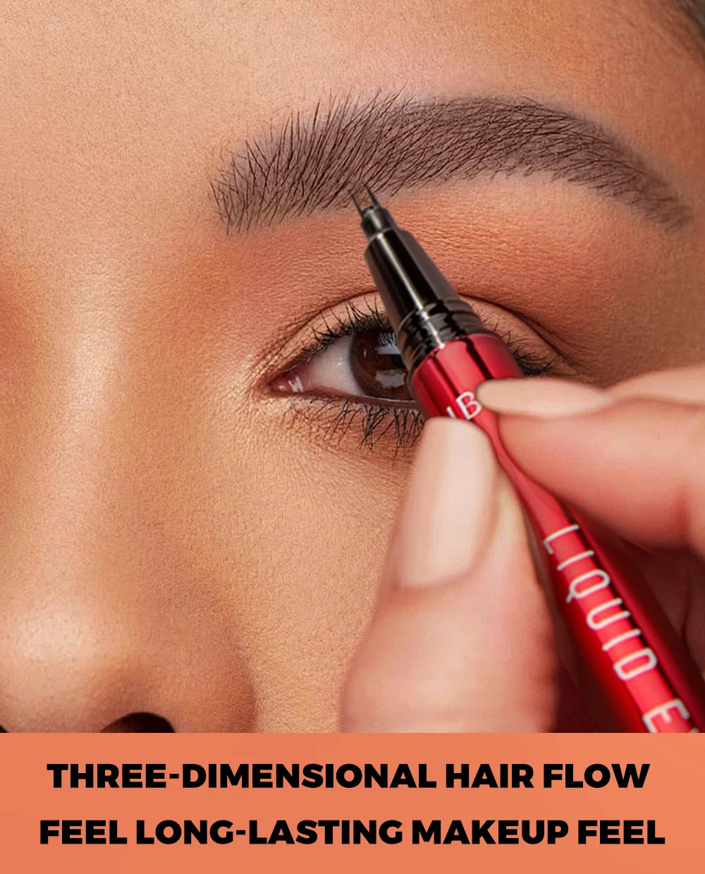 QIBEST 2 Fork Tip Liquid Eyebrow Pencil Eyeliner Lower Eyelash Pen Makeup Waterproof Lasting Quick Drying Ultra-fine Brows Pen