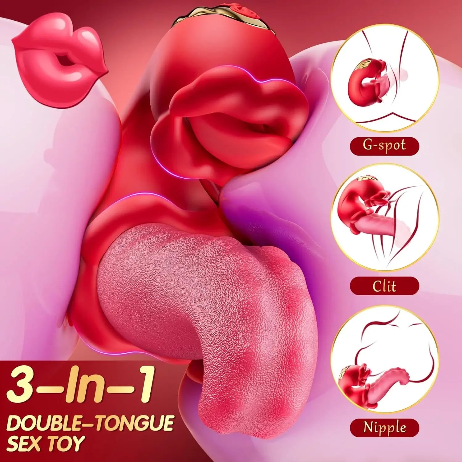 Big Tongue Swing Thrusting Dildo Vibrator Clitoris Nipple G-Spot Stimulator Vagina Anal Masturbator Sex Toy for Women Couples
