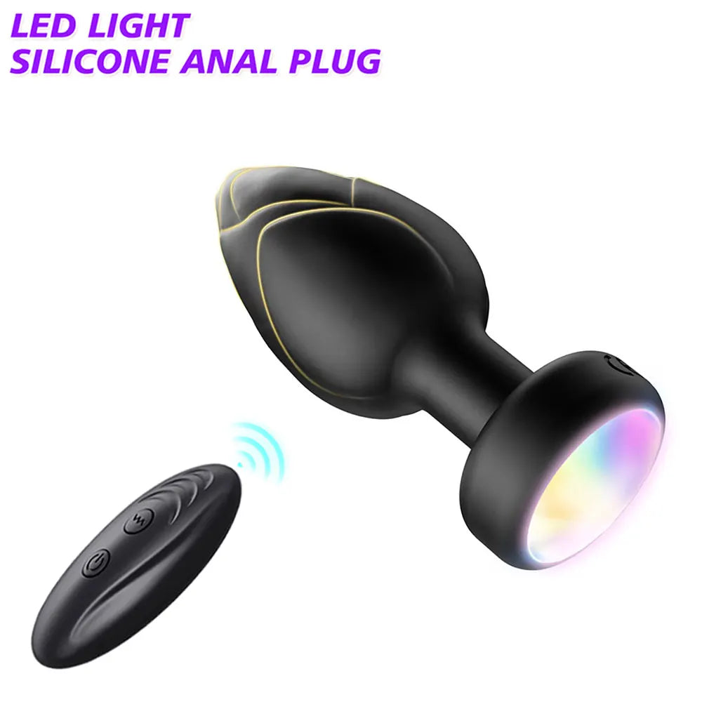 LED Colorful Light Butt Plug for Women Men Anal Plug Vibrator Wireless Remote Control Buttplug Prostate Massager Adults Sex Toys