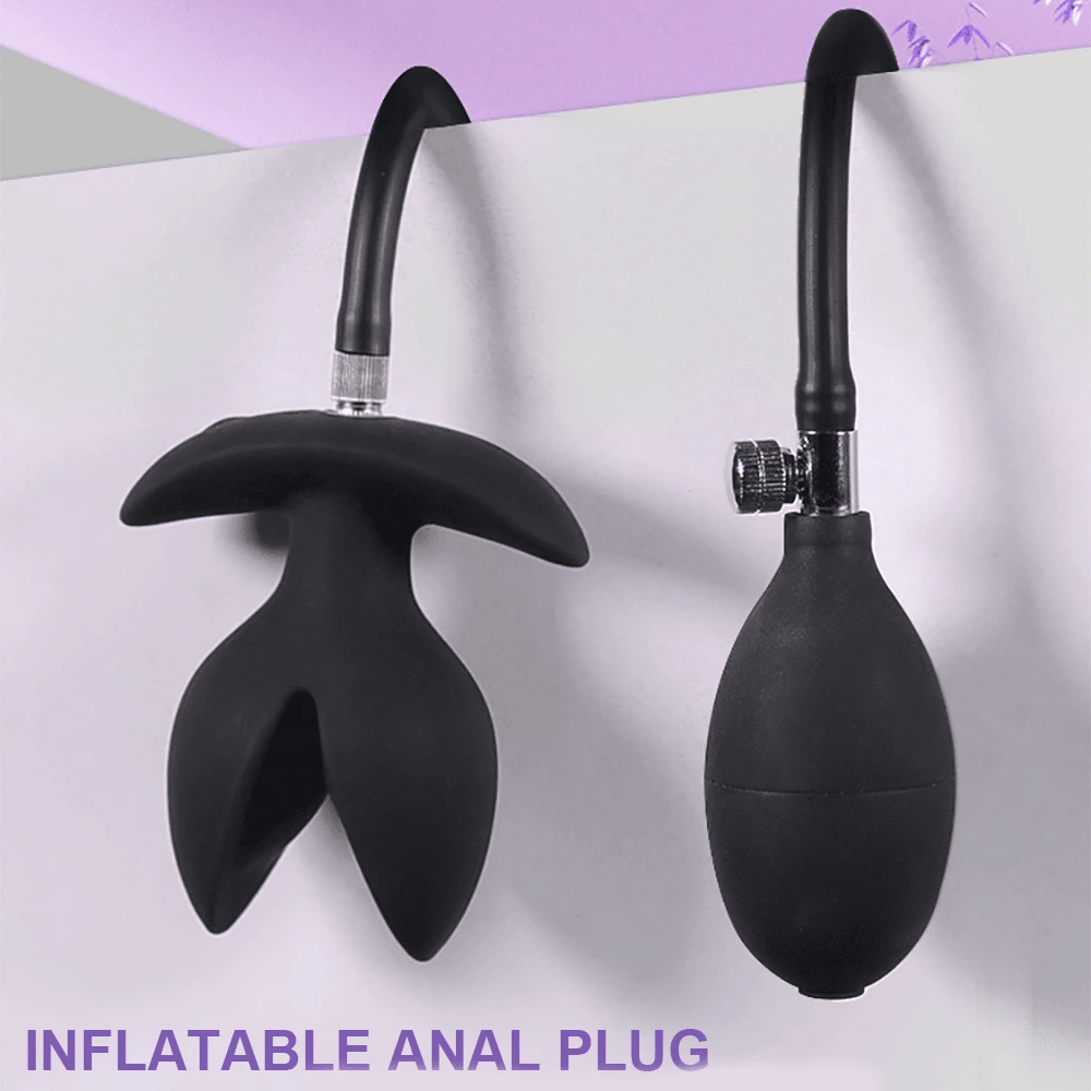Inflatable Anal Plug Flower-Shape Detachable Women Butt Plug for Outdoor Wear, Anus Dilator Expander, Prostate Massager for Men