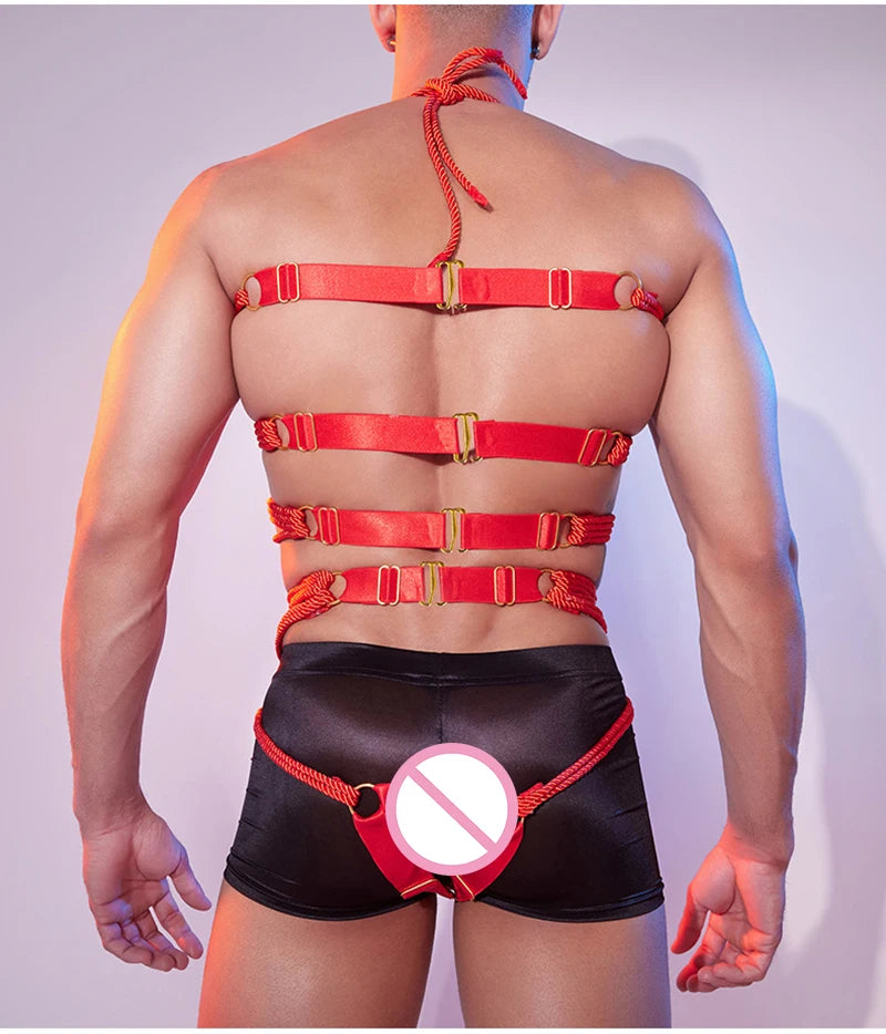 Erotic Men BDSM Rope Clothing Accessorie Sissy Belt Fetish Gay Adjustable Binding Rope Slave Cosplay Binder Restraint Tie Up