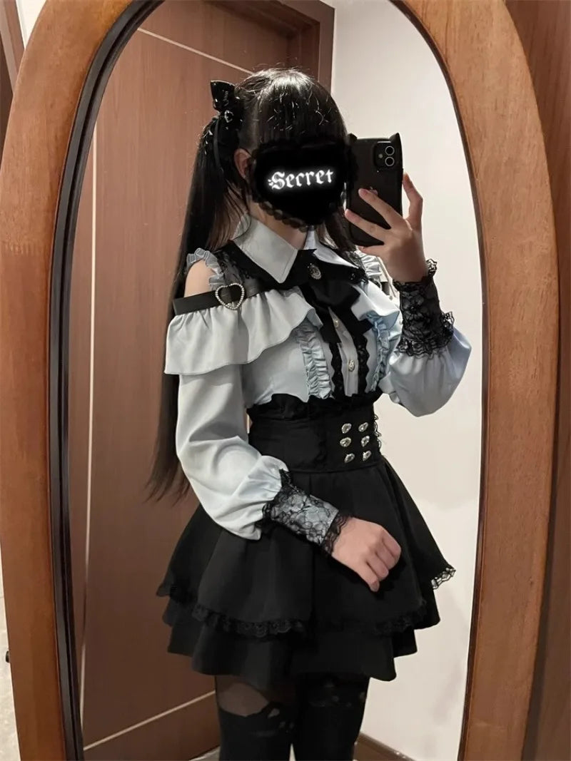 Jirai Kei Outfit Lolita Girl Cosplay Jk Uniform Cute Dress Black Skirt Women Costume Stage Performence Clothes Anime Dresses