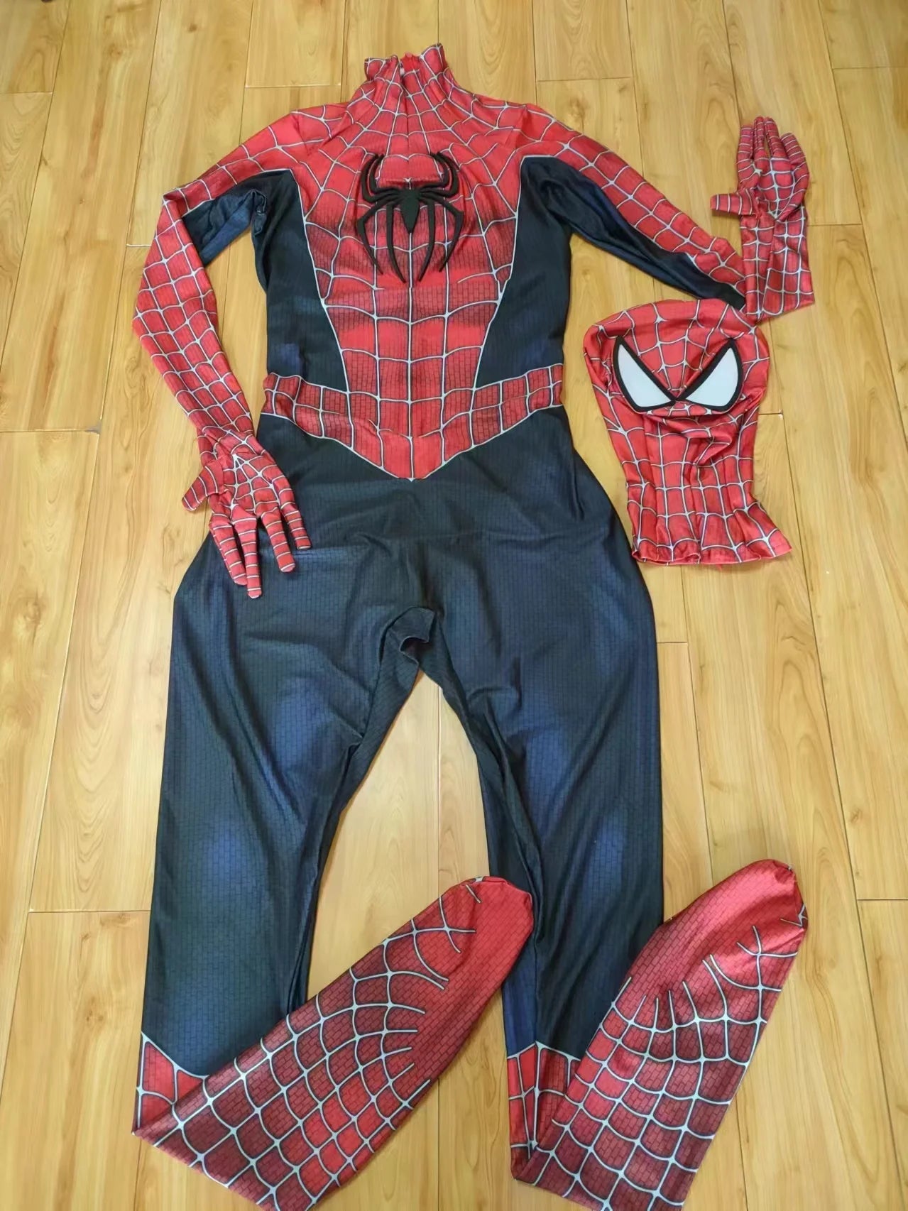 Classic Maguire Raimi SpiderMan Cosplay 3D Logo Bodysuit Superhero Outfit Spiderman Zentai Suit Spandex Halloween Costume Adult
