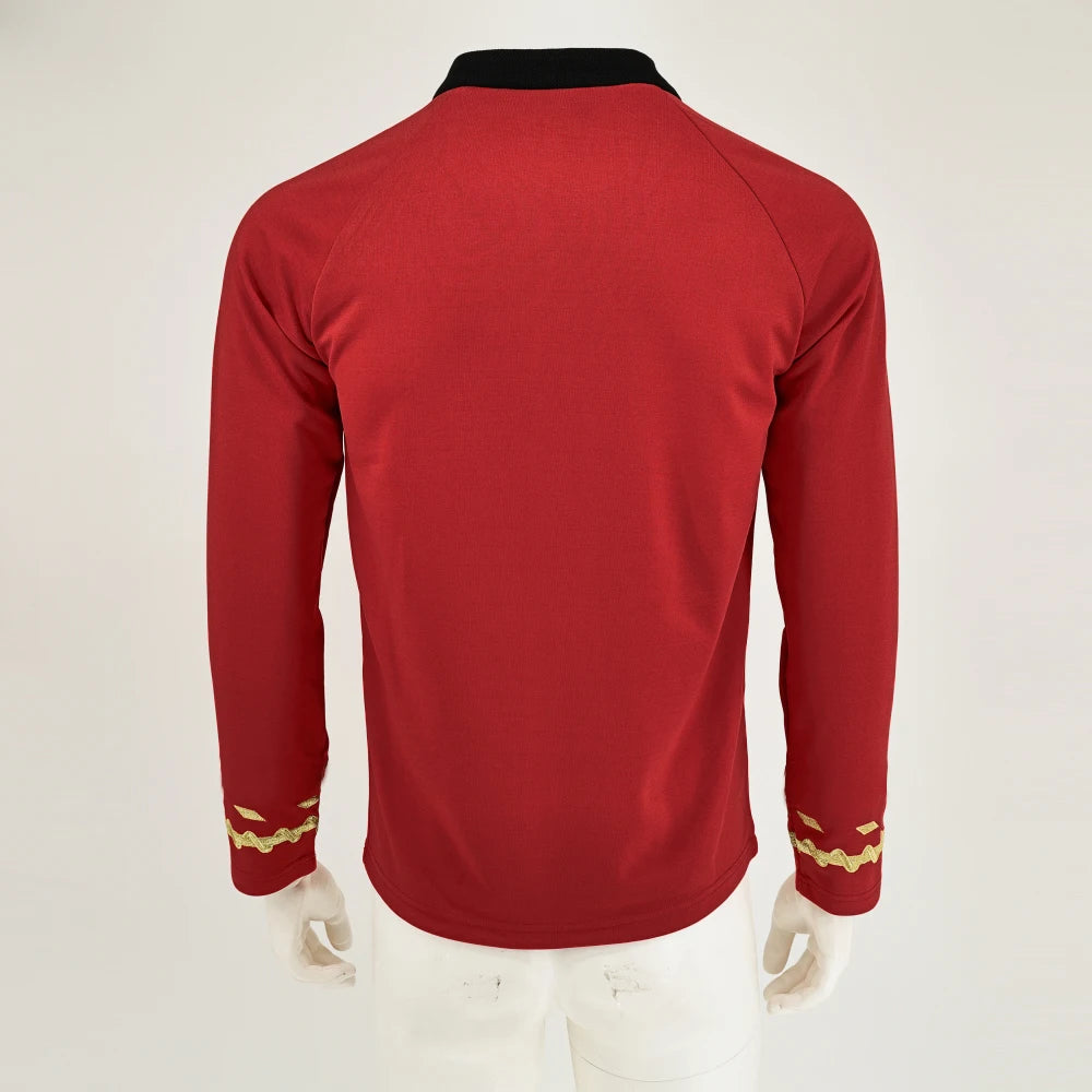 Cosplay TOS Captain Kirk Gold Shirts Spock Blue Uniforms Red Starfleet Tops for Men's Coat Halloween Party Prop