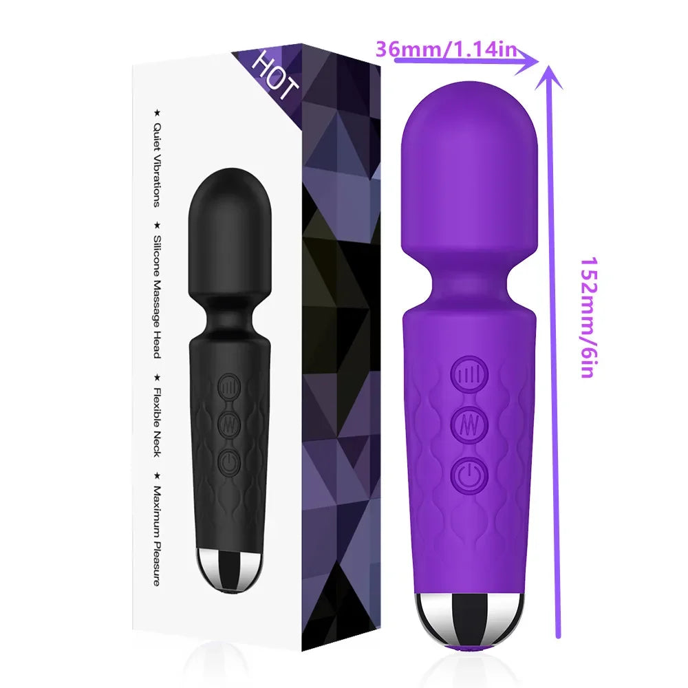 Powerful Clitoris & G-Spot Vibrator - USB Rechargeable AV Massager, Sexual Wellness Erotic Sex Toy for Women, Adult Product