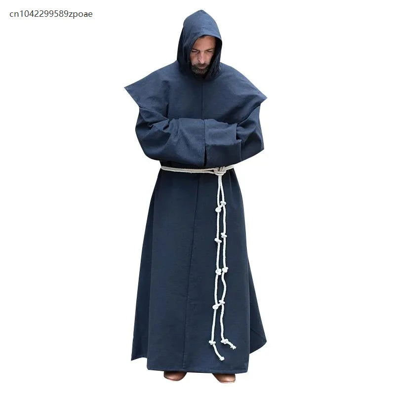 S-5XL Renaissance Monk Clergy Shoulder Clothes Friar Costume Religious Saint Robe Men's Priest Hood Halloween Cosplay Costume