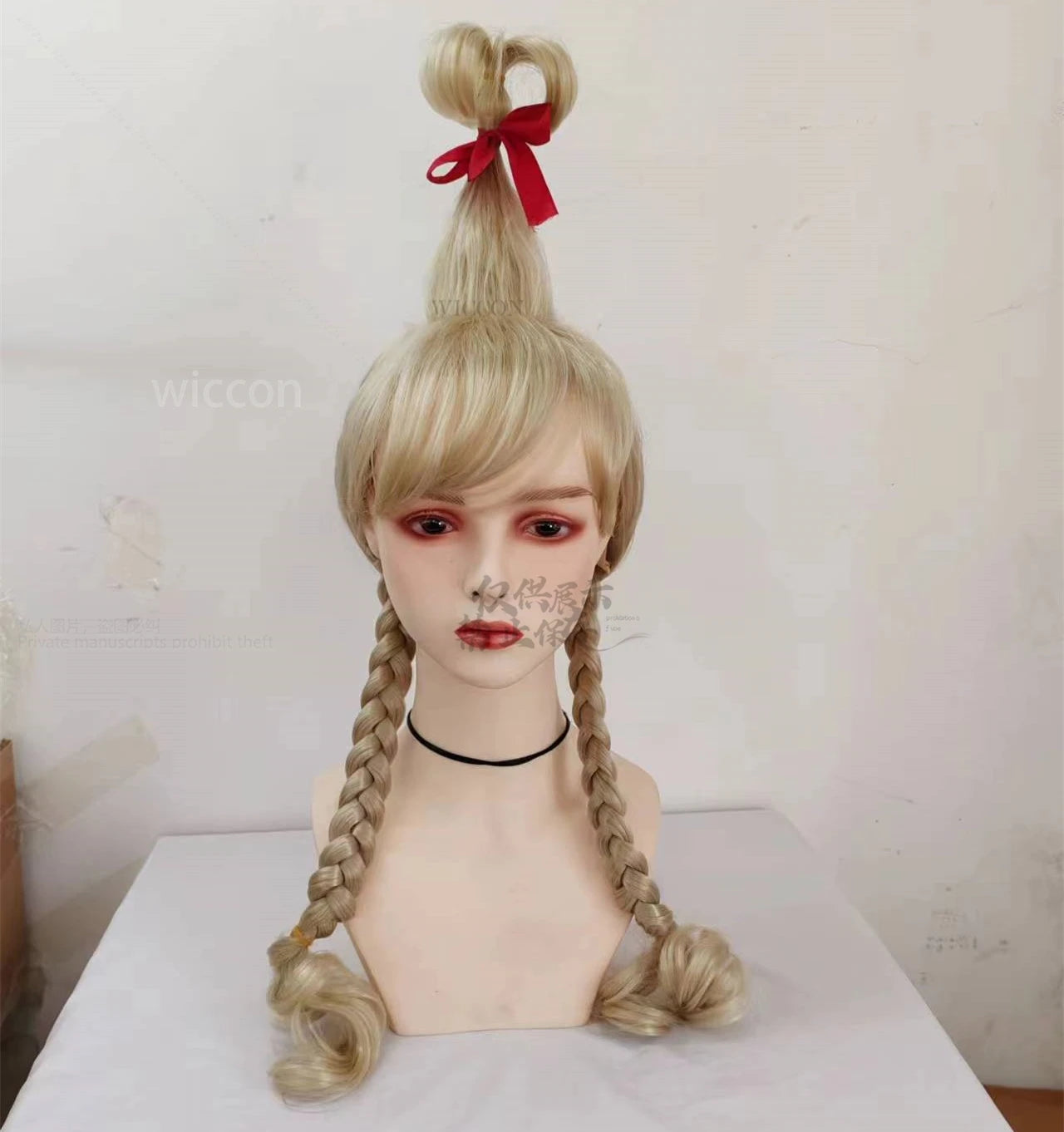 Anime Cindy Lou Cosplay Costume Cindy Plaid Dress Red Cloak Outfit Blond Wig Women Kids Halloween Suit Christmas Gift Customized