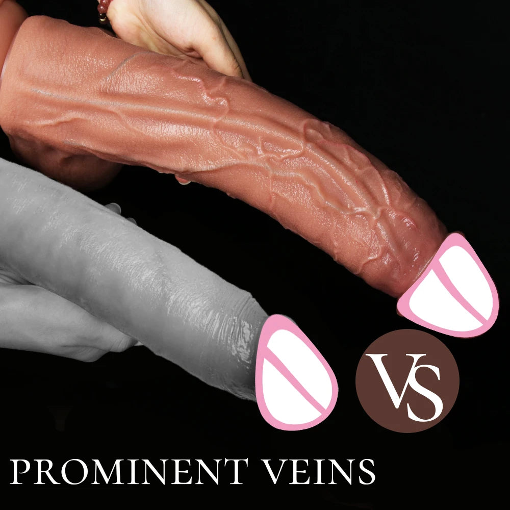 Realistic Long Dildo Brown Anal Plug with Suction Cup Big Penis Butt Plug Long Dick Sex Toys for Women Men Phallus Anal Dilator