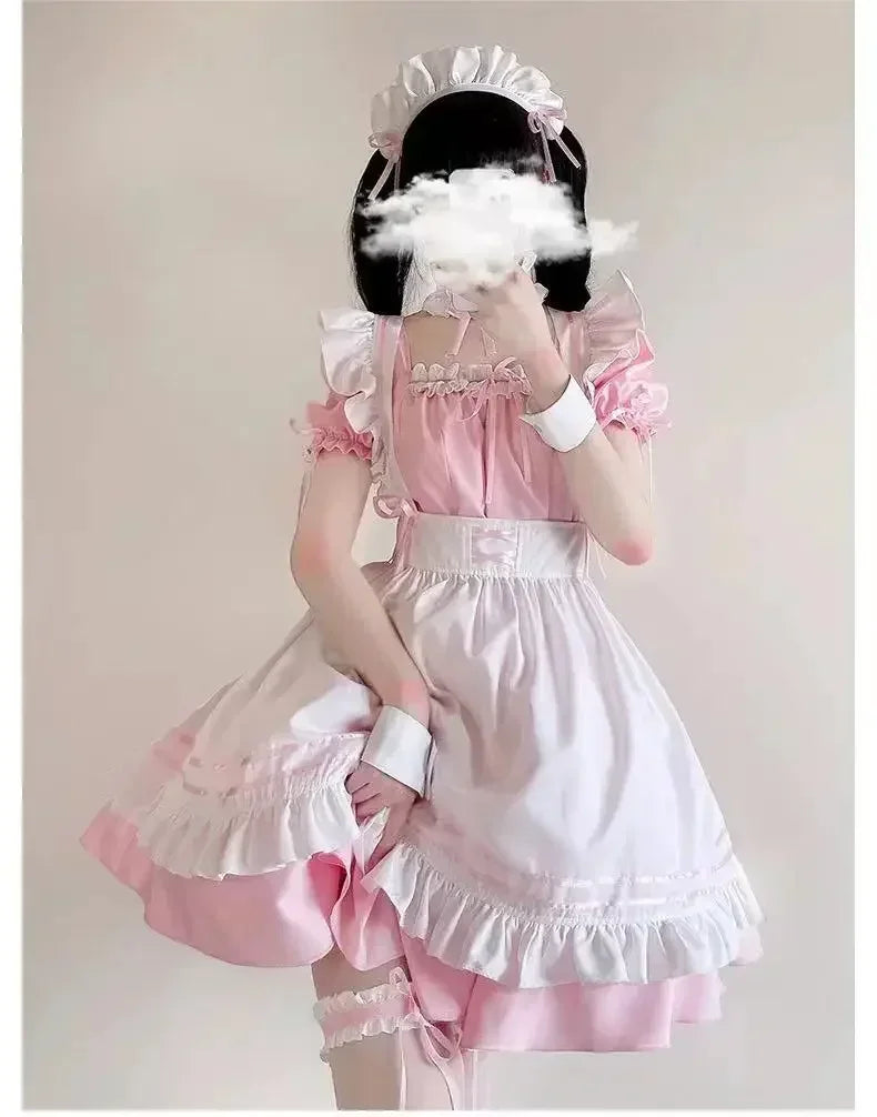 Black Pink Lolita Maid Costumes Cute Girls Women Lovely Maid Cosplay Costume Animation Show Japanese Outfit Dress Clothes S-5XL