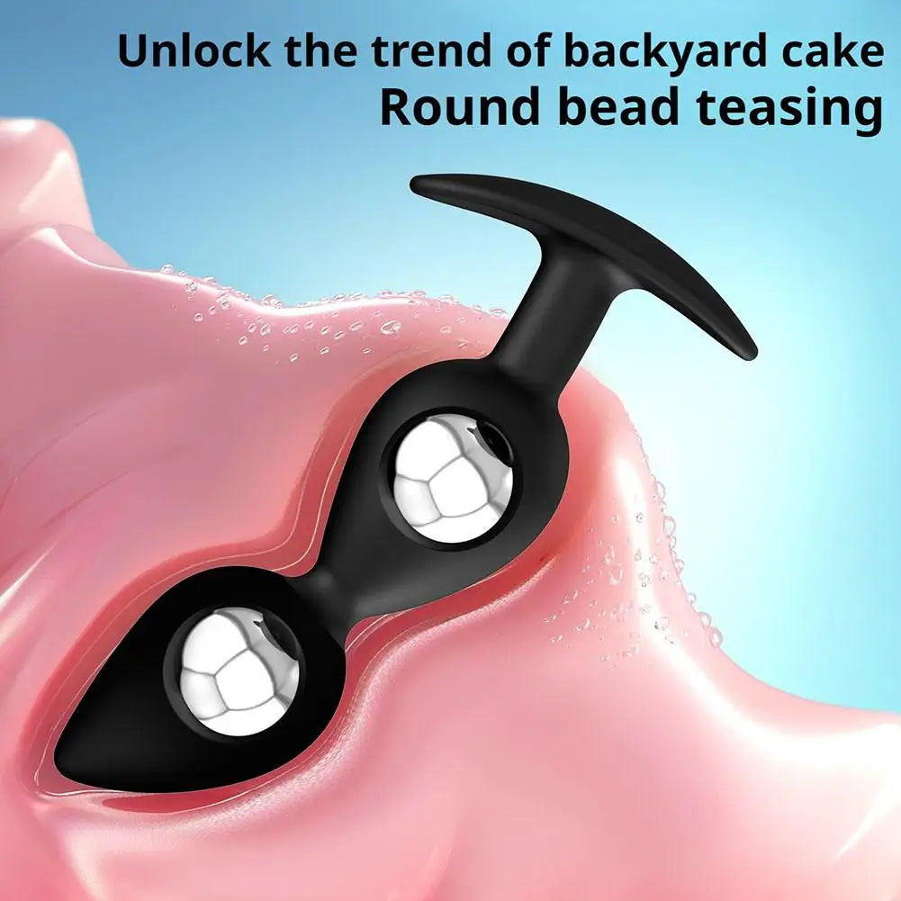 Wearable Anal Plugs With Steel Balls Ilicone Anal Dilation Training Anal Beads Fake Dildo Analplug Buttplug Sex Toy