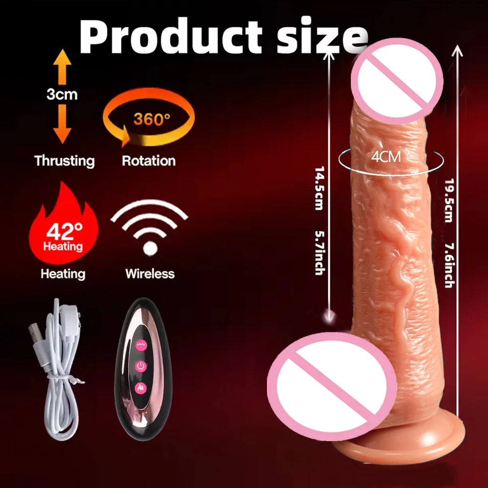 Male Penis Realistic Dildo Rotating Vibrating Man Cock Thrusting Sexy Shopping Penis Vibrator Adult Erotic Sexy Toy for Women