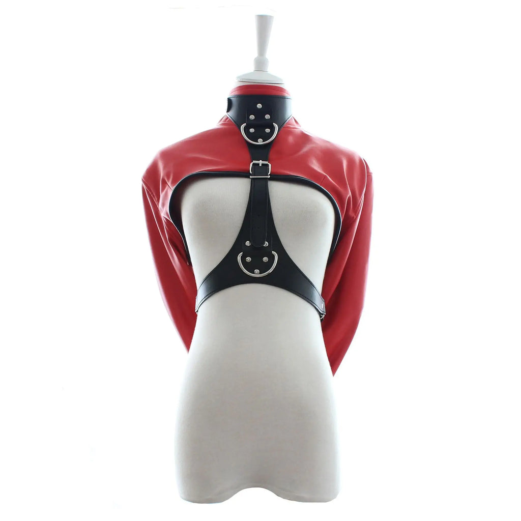 Women Jacket Halloween Costume Restraint Straight Sexy Open Breast Cupless Leather Bondage Strait Jacket Tops for Female 2024