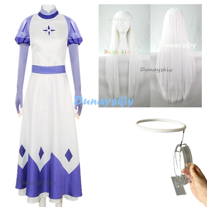 Angel Emily Cosplay Costume Halo Cosplay Women Fancy Dress Hazzbin Outfit Halloween Uniform Hasbin Seraphim Wings Suit