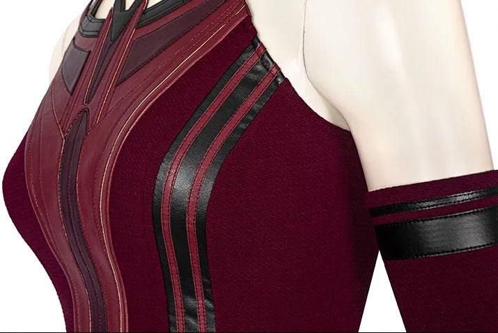 P-Jsmen Female Wanda Maximoff Cosplay Costume Scarlet Witch Headwear Cloak and Pants Full Set Outfit Halloween Accessories Props