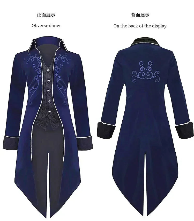 2025 Steampunk Women Men Medieval Dress costume Velet Stand Collar Tailcoat Gothic Vampire Cosplay Jacket Coats S-5XL