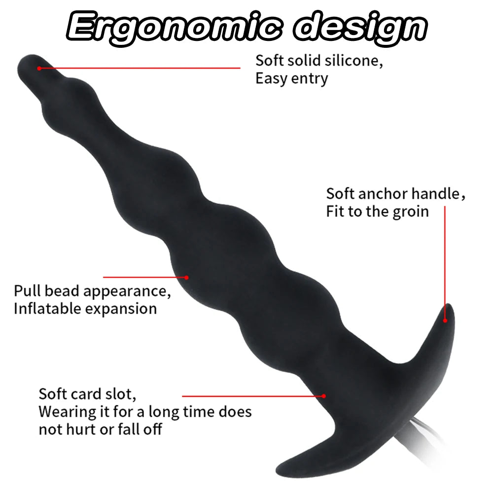 Anal Plug Vibrator Inflatable Pull Beads Vaginal Butt Anal Dilator Prostate Massager Stimulator Adult Sex Toys for Couples