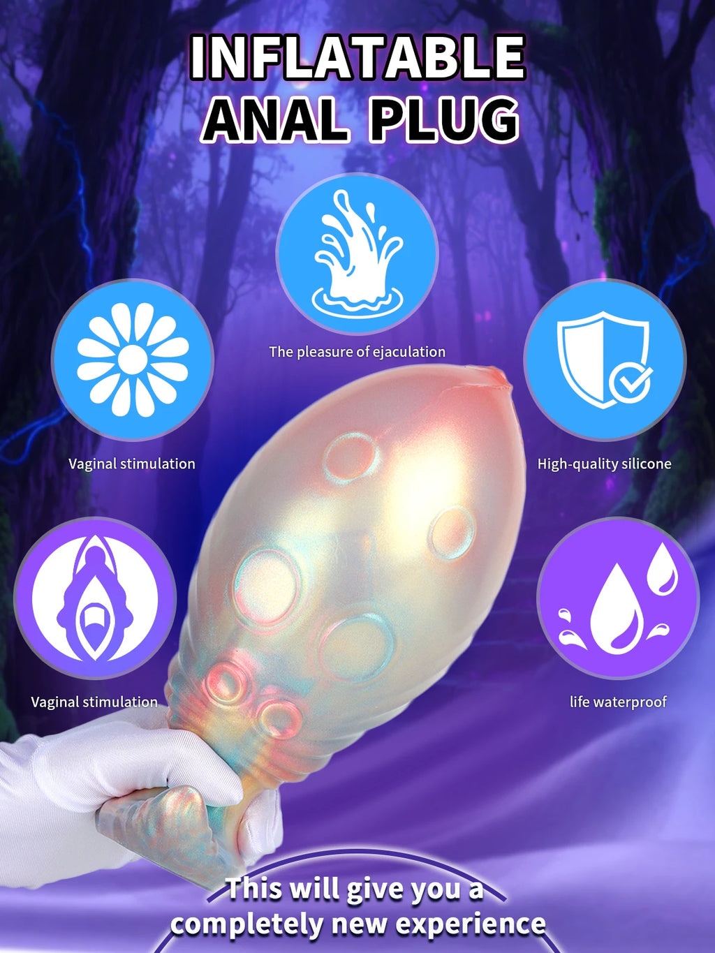 Inflatable Anal Plug Max 11cm Huge Buttplug Inflatable 18+ BDSM Sex Game for Women Men Gay Anal Dilation Prostate/G-spot Massage