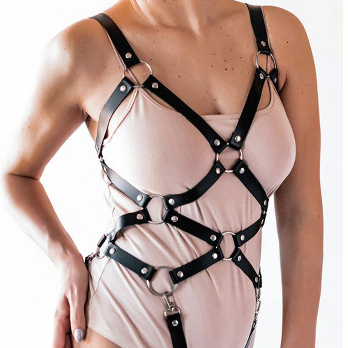 Women Sexy Pu Leather Lingerie Full Body Harness Belt  Bdsm Bondage Thigh Garter Belt Gothic Fetish Clothing Exotic Accessories