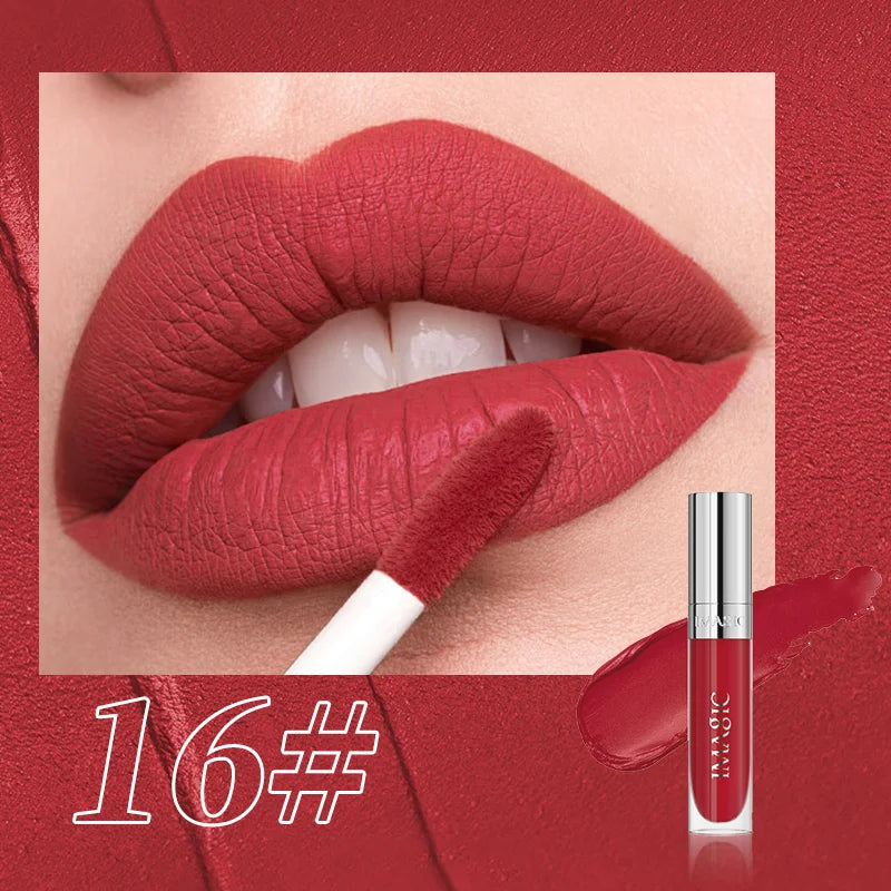 IMAGIC Natural Matte Lipgloss Stainless Steel Cup Waterproof Long-Lasting Lip Makeup Beauty 8ml NO.LP-221