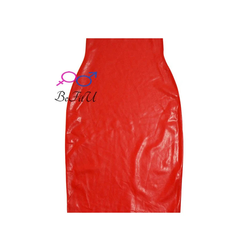Latex Skirt  Seamless Dress sexy Women Pareos Fetish Apparel under  to the knees cosplay