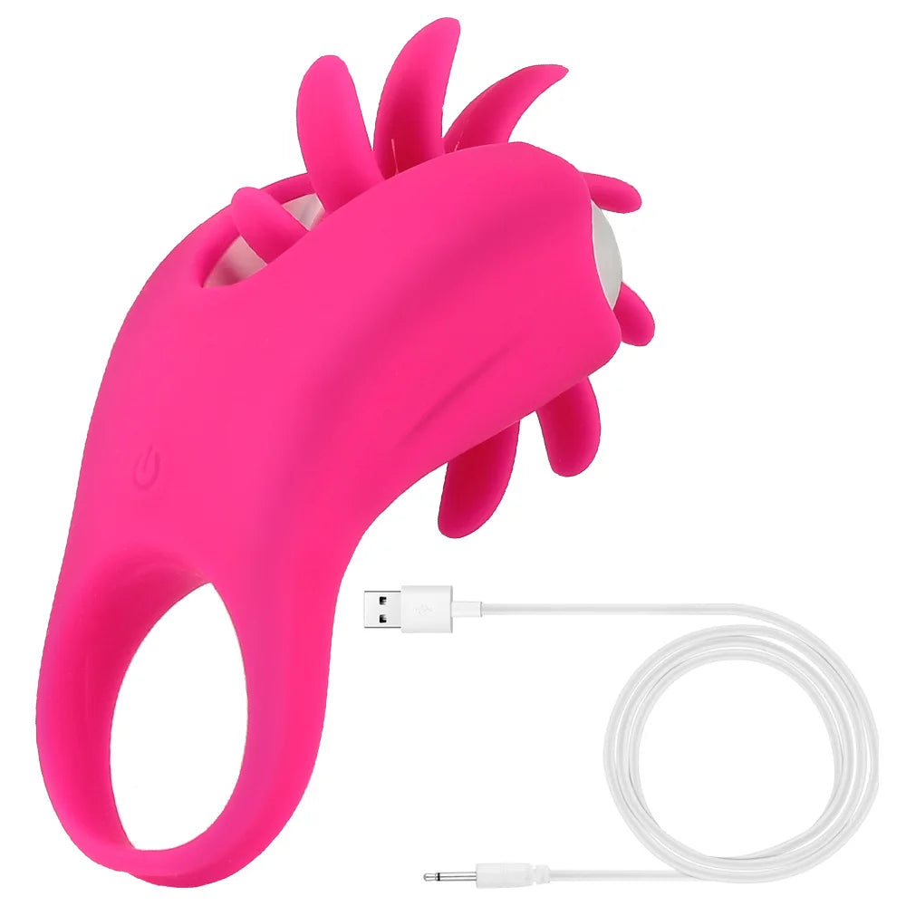 Sex Toys for Men Couple Vagina Clitoris Stimulate Tongue Licking Delay Ejaculation Cock Ring Vibrator Penis Ring