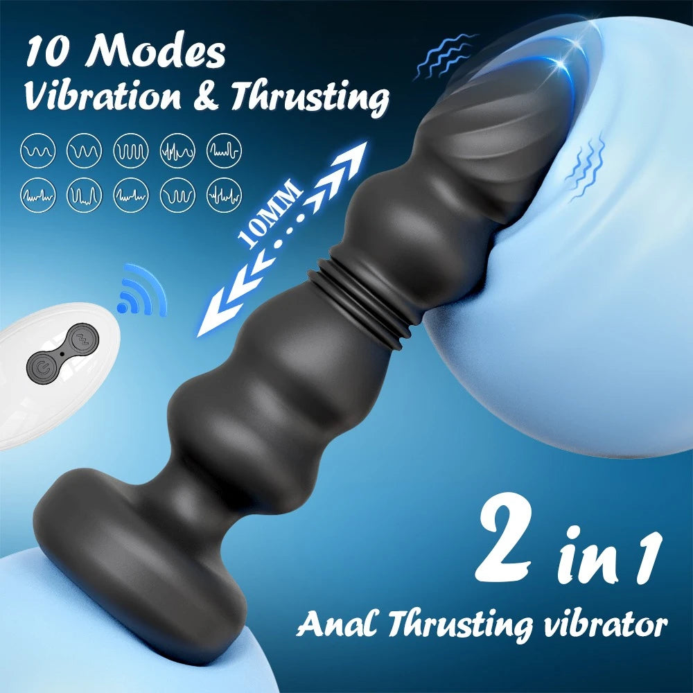 Anal Plug Vibrator Gay Butt Plug Dildo Telescopic Anal Plug Vibrating Masturbation Tool Anal Toy Couple Anal Sex Toys Adult 18+