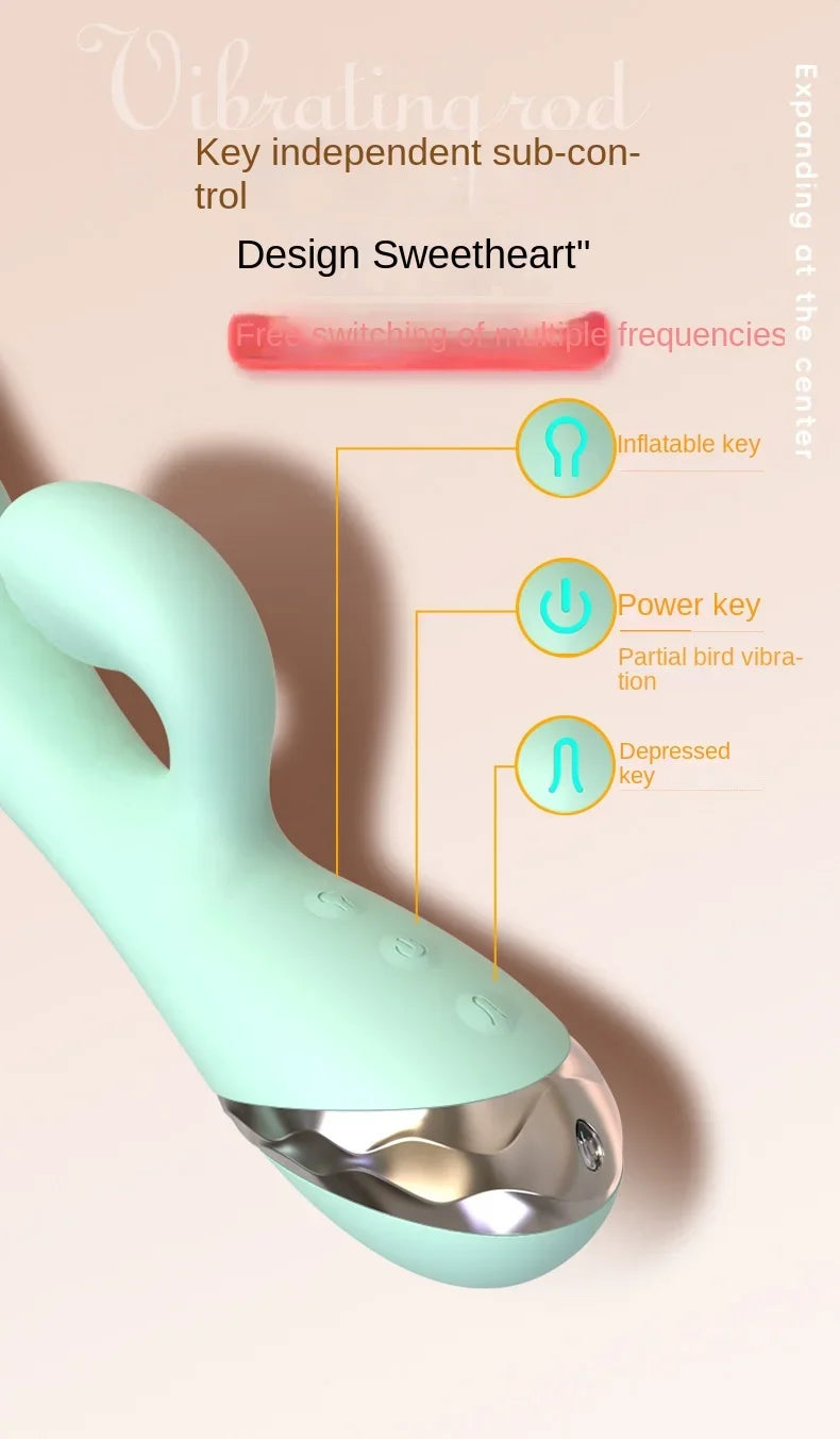 Inflatable Enlarge Vibrator G-point Massager Dildo Clitoris Vagina and Anus Vibrator 10-Frequency Vibration Waterproof Sex Toys