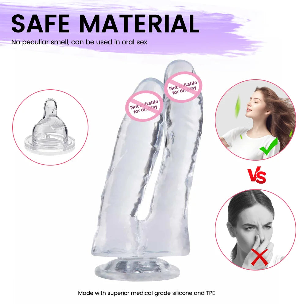 Double Ended Dildo Sex Machine Realistic Dildo With Suction Cup G-spot  Orgasm Anal Plug Sex Toy for Women JoinJJtoy