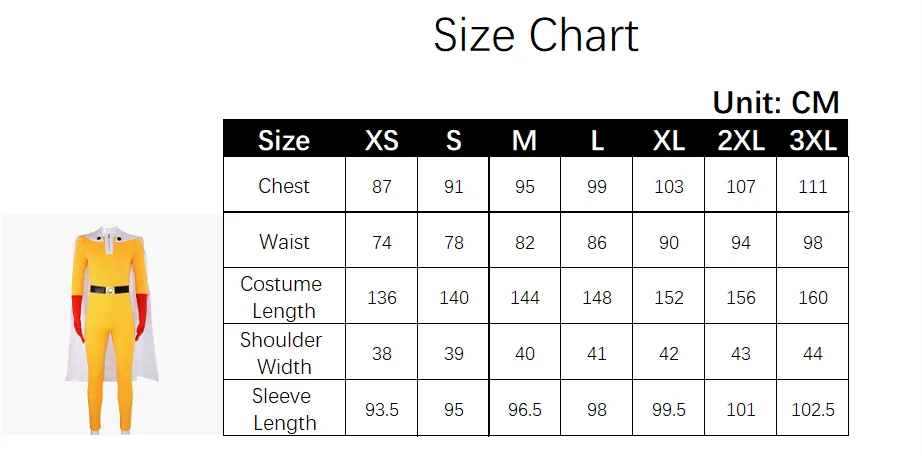 One Punch Man Saitama Cosplay Costume Full Set for Adults Yellow Hero Suit Jumpsuit with Cloak Gloves Belt Cosplay Party Outfit