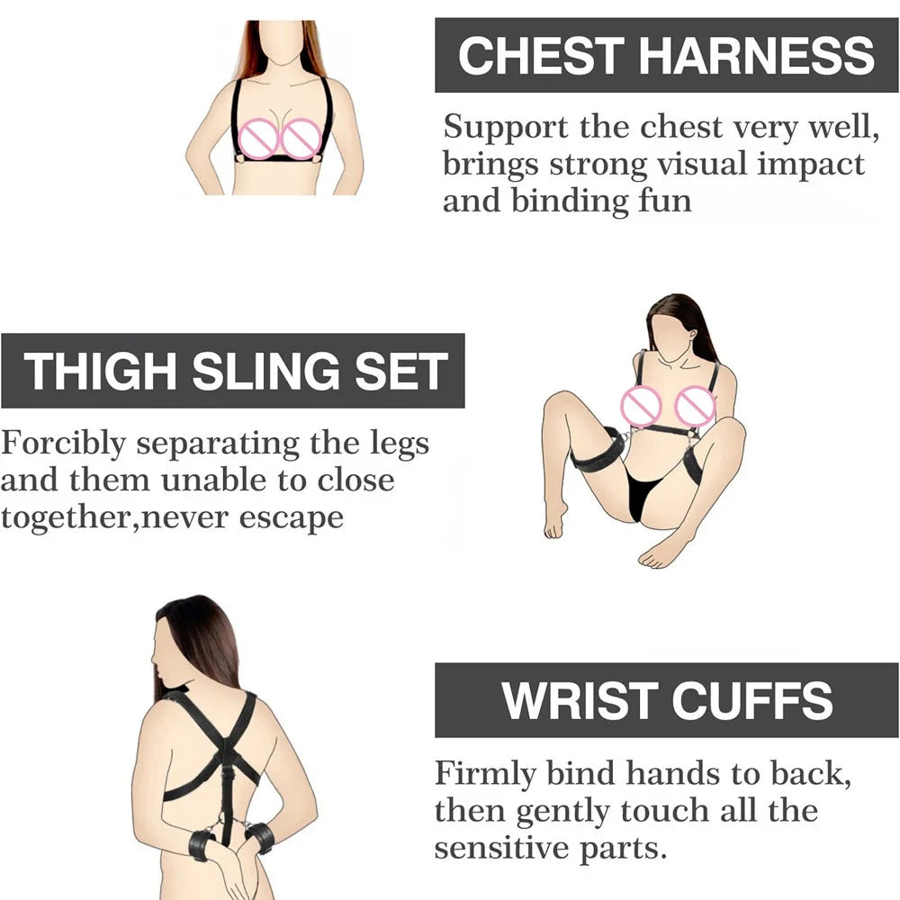 Bondage Kit BDSM Restraints Fetish Erotic Sex Toys Adjustable Handcuffs SM Restraint Wrist And Ankle Cuff Slave Fetish Adult Sex