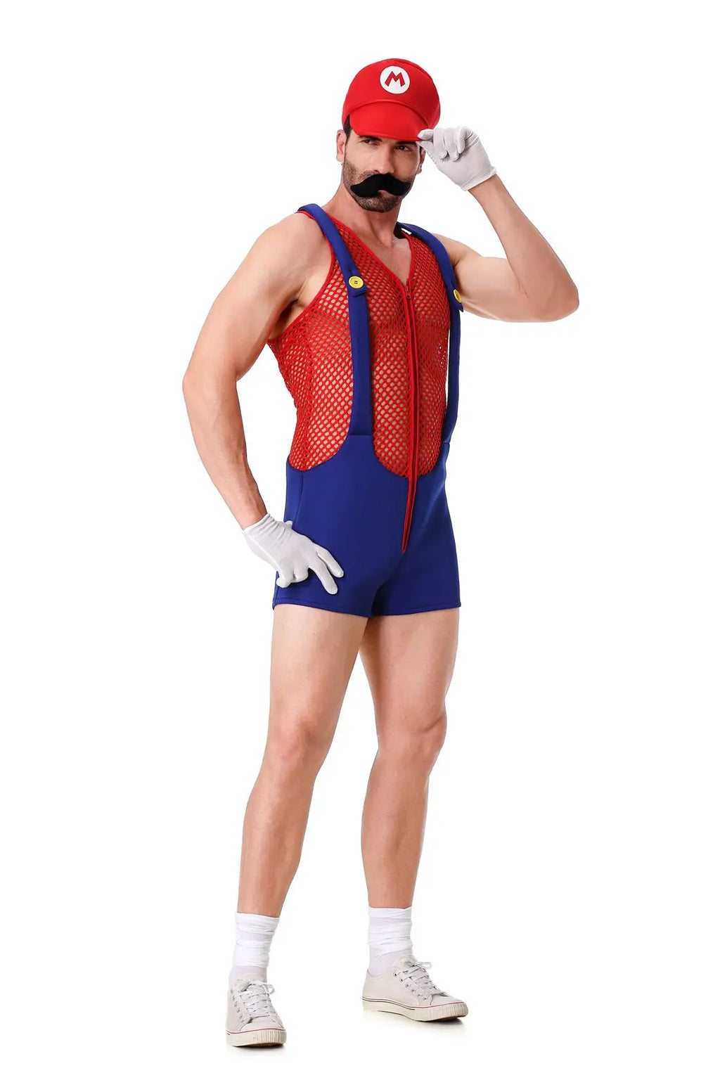 Adult Halloween Anime Cartoon Cosplay Costume With Hat Sexy Men Red Blue Super Plumber Brother Fancy Set Carnival Party Dress Up