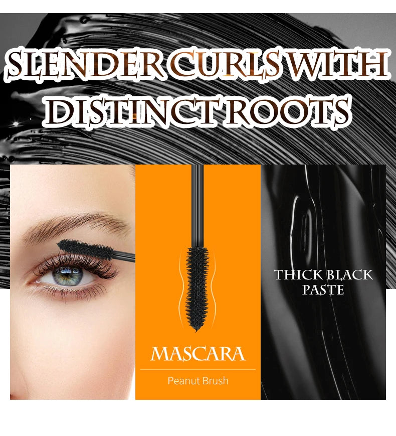 QIC Fashion Diamond 4D Mascara Waterproof Eye Make-up Cosmetics Peanut Silicone Brush Lengthening Curl Lashes Fast Dry