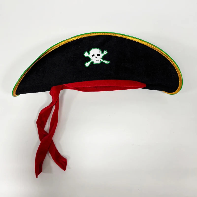 LED Pirate Hat Pirate Theme Holiday Cosplay Pirate Costume Decorations Glowing Captain Hat Colonial Tricorn Hat Woman Skull Hat