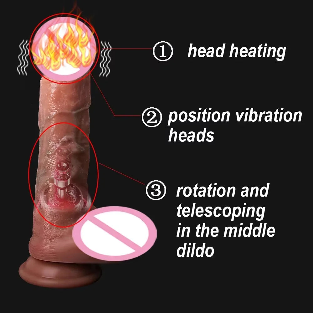 Big Penis Telescopic Dildo Masturbator Vibrator for Remotely Controlled Heating Realistic  Masturbation Massager Sex Toys for Ma