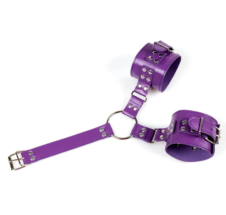 Kinky BDSM Bondage Neck To Wrist Restraints Erotic Collar Handcuffs Bondage Kit Slave Role Play Fetish Sex Toys For Couples