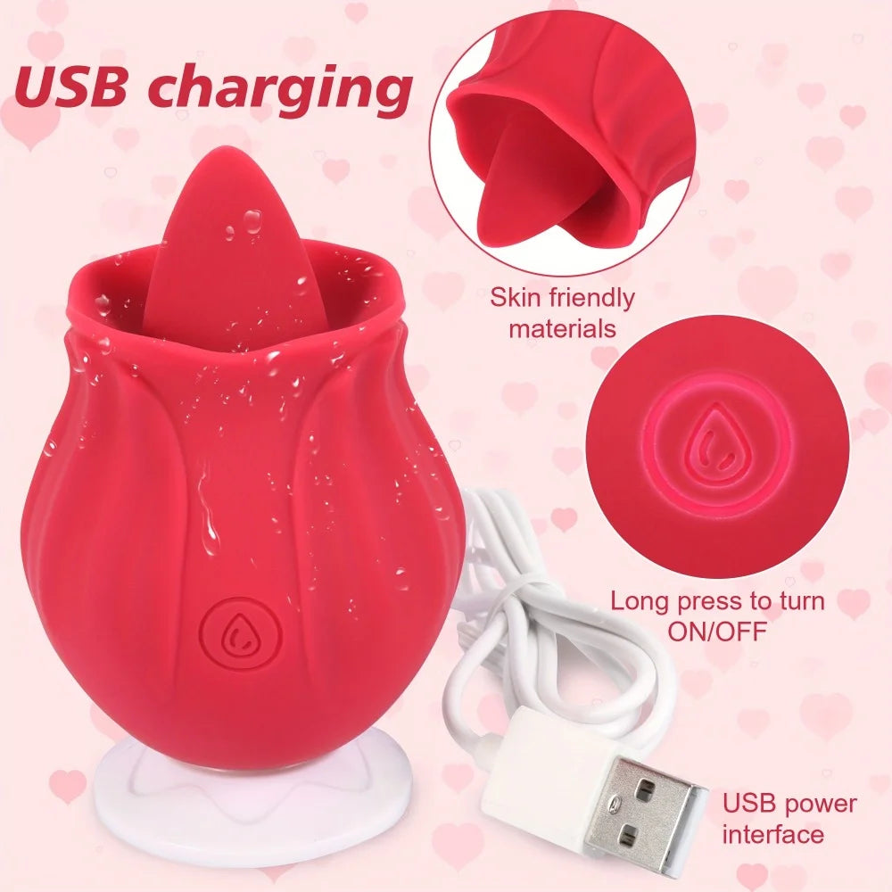 Licking Vibrator for Women Clitoral Nipple Stimulator Massager Thrusting Dildo 2 in 1 Sex Toy for Women Adult Sex Products 18+