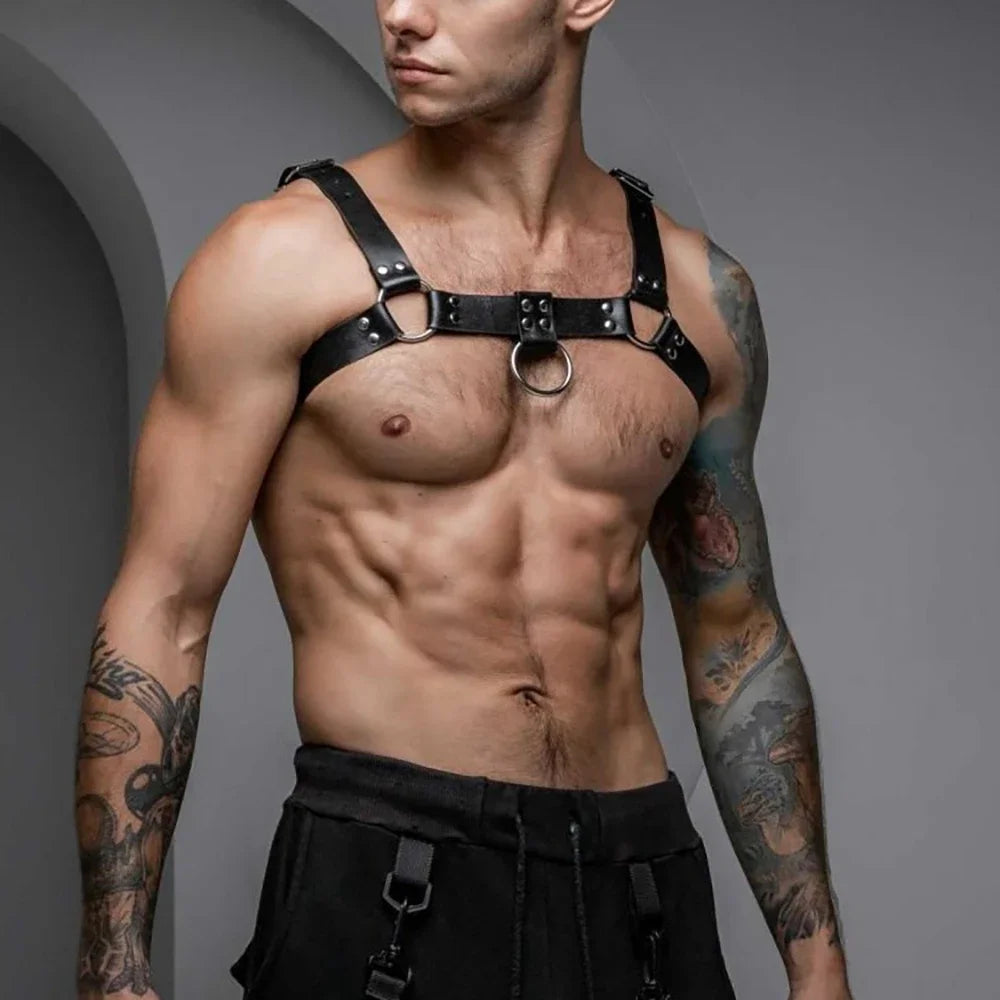 Men Harness Pu Leather Chest Harness Body Bondage lingerie Adult Sex Belt Erotic Costume Accessorie Fetish Gay Adjustable Sexual